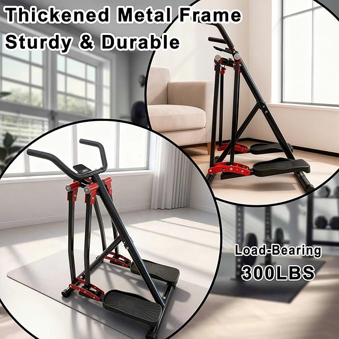 ZeHuoGe Air Walking Elliptical Machine - Foldable Cardio Cross Trainer Glider for Full-Body Low-Impact Exercise with LCD Display Ideal for Home Gym