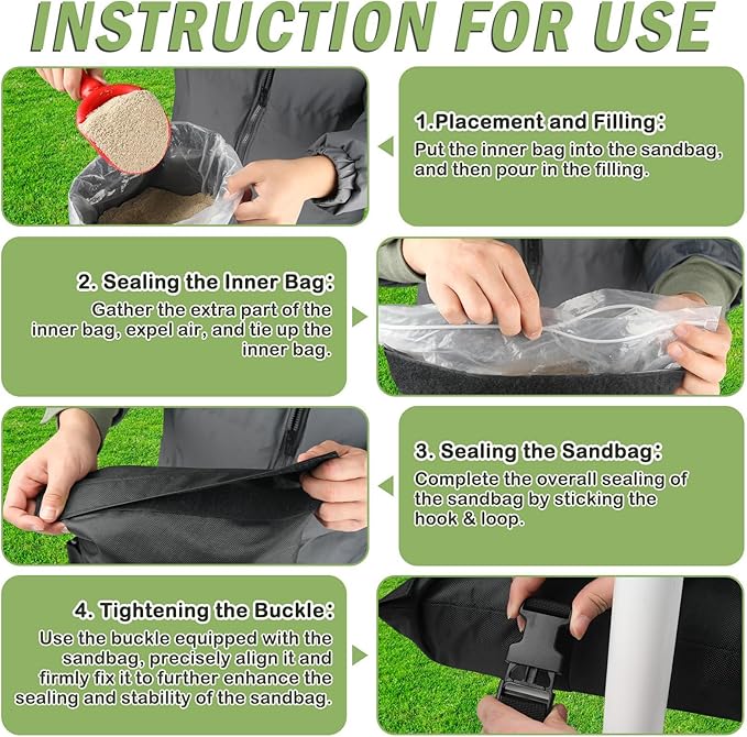 Heavy Duty Sand Bags, Tent Weight Bag, Portable Canopy Base with Feature, Water-Resistant Material, Umbrella Sand Bag with Practical Design, Bags for Camping and Fitness