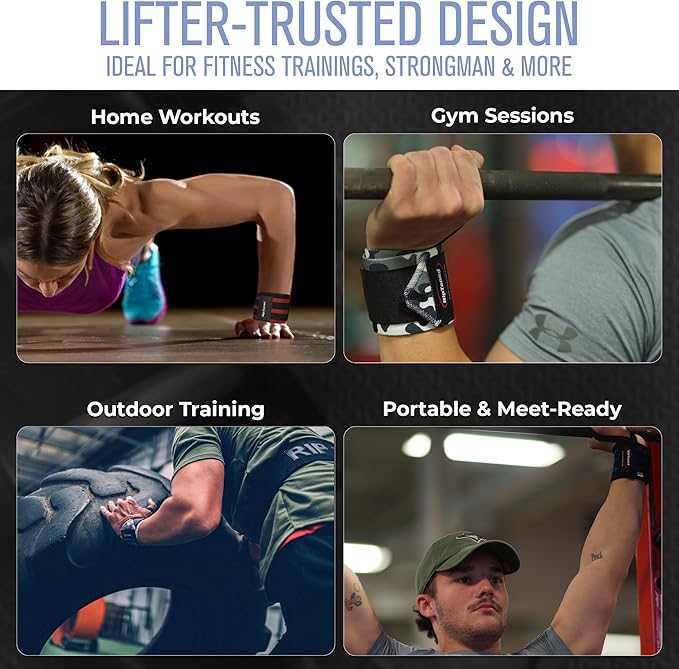 Rip Toned Wrist Wraps for Weightlifting – USPA & USAPL Approved 18" Wrist Straps for Powerlifting – Adjustable, Durable Gym Wraps with Thumb Loop – Quality Support for Men & Women