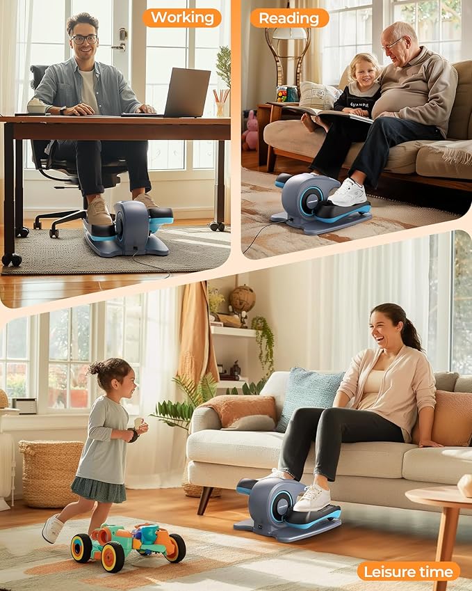 YOSUDA Under Desk Elliptical Electric, Elliptical Machine for Seniors,Fully Assembled Seated Pedal Exerciser with Remote Control with Free Footstraps & 10 Adjustable Speeds