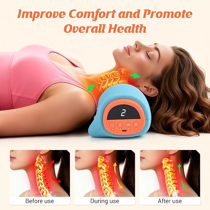 Upgraded Neck Massager 2026, Neck and Shoulder Massager with Heat, Stretcher, Vibration, Portable Cervical Traction Device, Neck Massagers for Pain Relief Deep Tissue