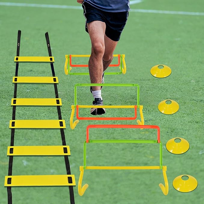 TNZMART Agility Hurdles, Adjustable Training Hurdles with 4 Heights and 3 High Visibility Colors for Soccer, Agility and Fitness Training