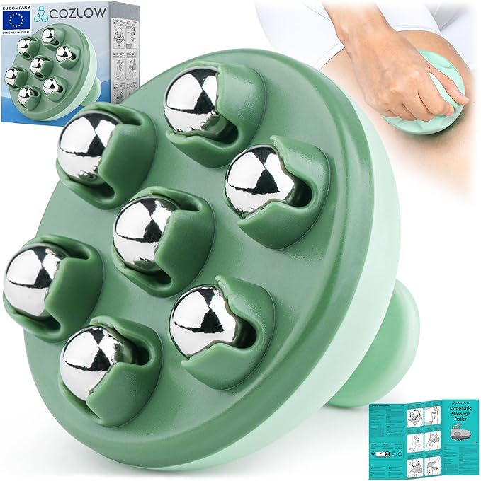 COZLOW Lymphatic Massager - Handheld Drainage Roller Massage Tool to Help Support Lymph System Care by Promoting Circulation, which May Decrease Appearance of Cellulite