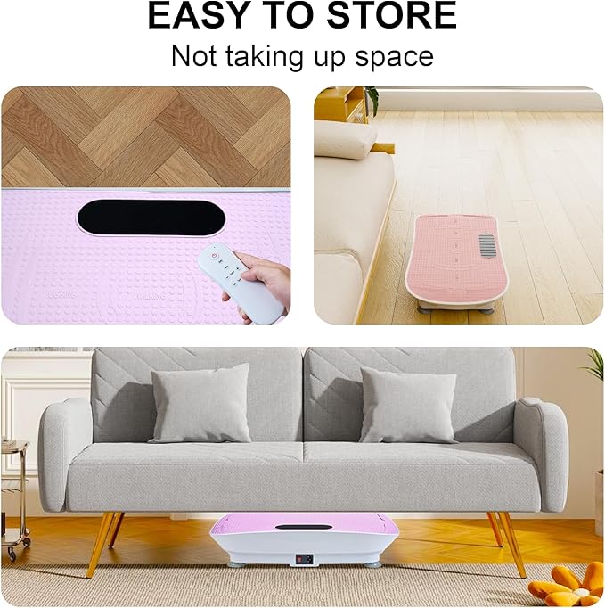 Silent Vibration Platform for Fitness & Weight Loss - 10 Frequency Levels, Full Body Shaking Machine with Noise-Reducing Motor, Auto Start/Stop, 3 Modes, Unisex Pink