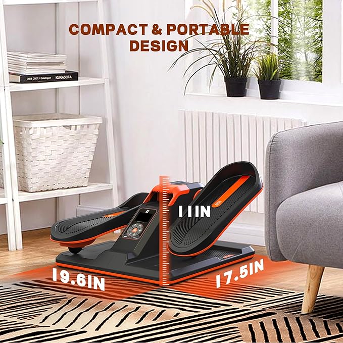 Under Desk Elliptical, Portable Seated Elliptical Exercise Machine, with Touch Screen Control Panel and Remote Control for Home or Office Use. Wireless Connectivity Enabled.