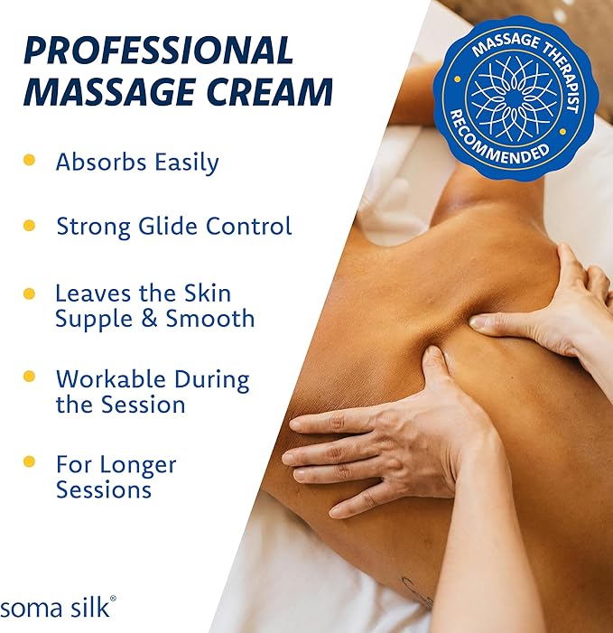 Professional Massage Cream, 4 oz - Smooth & Silky Massage Creme for Massage Therapy - Calendula & Jojoba Oils - Long Lasting Glide - Washes Clean from Linens - Spa & Therapist Supplies
