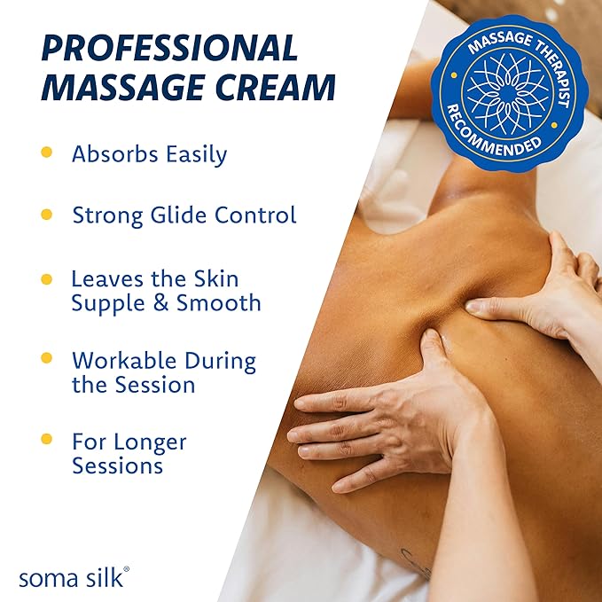 Professional Massage Cream, 1/2 Gallon - Smooth & Silky Massage Creme for Massage Therapy - Calendula & Jojoba Oils - Long Lasting Glide - Washes Clean from Linens - Spa & Therapist Supplies