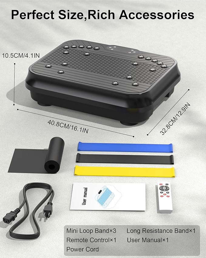 Shake Plate, Vibration Plate Exercise Machine for Lymphatic Drainage, 400 Lbs Capacity Whole Body Vibrating Plate Workout with Fitness Resistance Bands, Max Vibrating Frequency 250/Min for Weight Loss