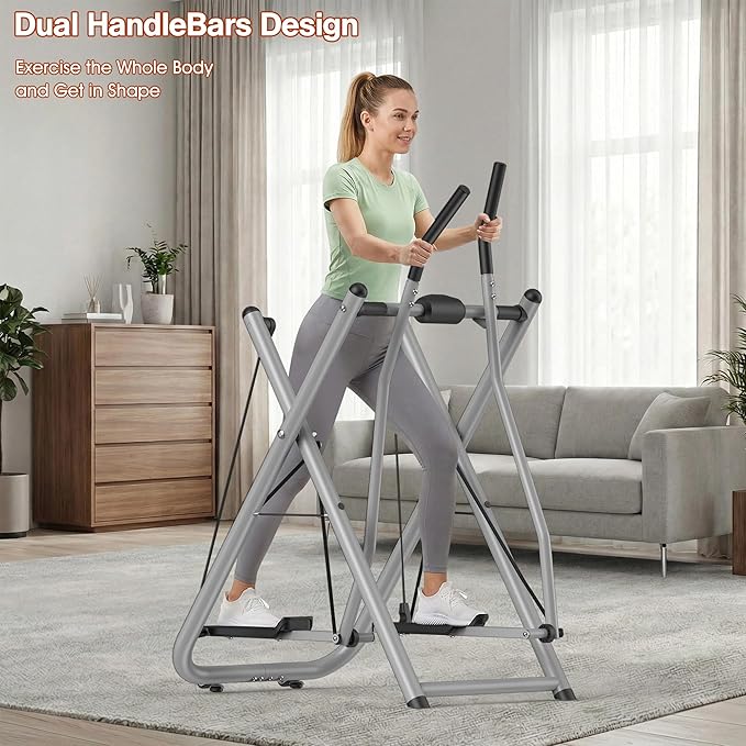 Air Walk Elliptical Glider Machine - 600LBS Capacity, Fully Assembled Low-Impact Design for Home Gym Cross-Training Arm & Leg Cardio Workout-New Version
