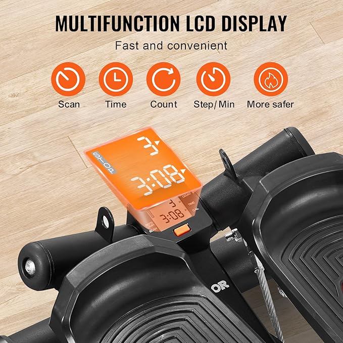 VEVOR Stair Stepper, Mini Stepper for Exercise at Home, Hydraulic Fitness Stepper with Resistance Bands, Full Body Workout Cardio Equipment, Stair Climber