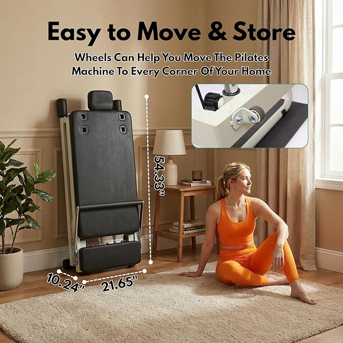92" 3RD Gen Extended Pilates Reformer, Foldable Pilates Machine with Yoga Ring & Headrest, Jumpboard, Dual Resistance Springs, Pilates Equipment for Home Workout, up to 500 lbs