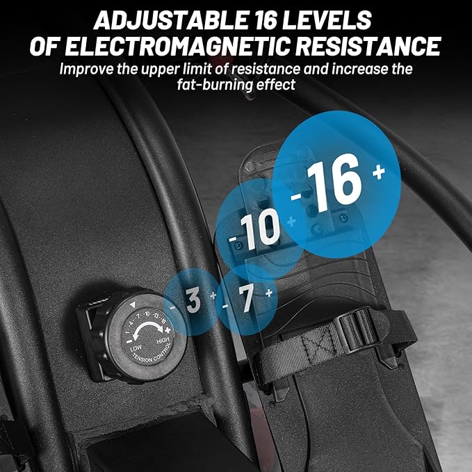 Garvee Rowing Machine Workout, Rowing Exercise Equipment with 16 Levels of Quiet Dual Slide, Rowing Exercise Machine, 350 LB Weight Capacity, Magnetic Rowing Machine for Home Use, App Compatible