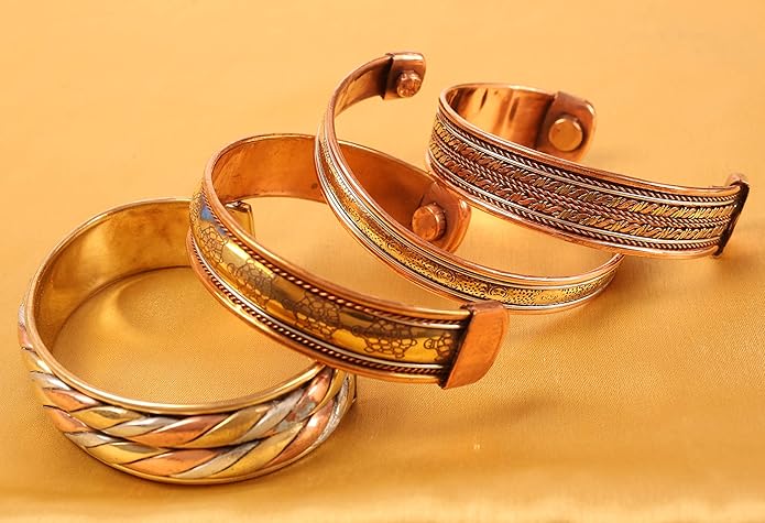 Copper Bracelet Tibetan Style. Hand Forged with Solid and High Gauge Copper Jewelry Cuff for Women Men. Combo of Different Designs