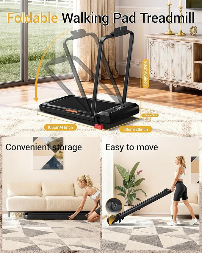 Walking Pad Treadmill with 15% Incline 2.5HP Foldable Under Desk Walking Pad for Home and Offce 300LBS Weight Capacity 0.6-6.2MPH Compact Treadmill with Remote Control