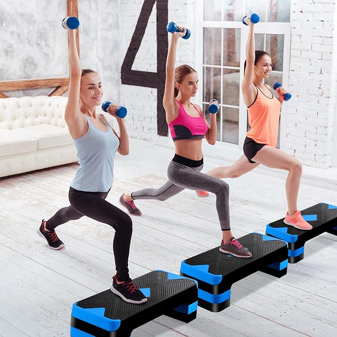 F2C 26.5 Inches Step Aerobics Stepper Platform with 3 Risers, Home Gym Workout Equipment, Fitness Exercise Equipment, Exercise Workout Stepper
