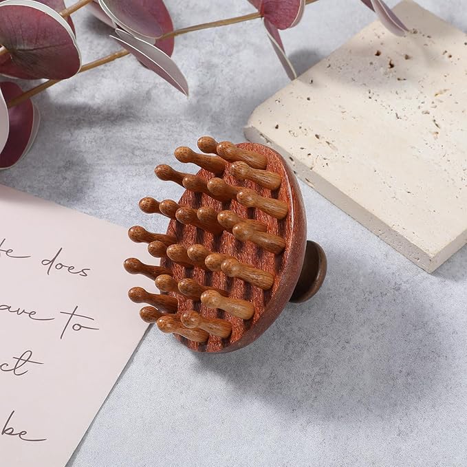 Wooden Scalp Massager Head Massage Hair Brush, Manual Hair Scalp Scrubber Massager Tool, Gua Sha Brushes Body Massage Tool for Woman Men Wet Dry Hair Scalps Care