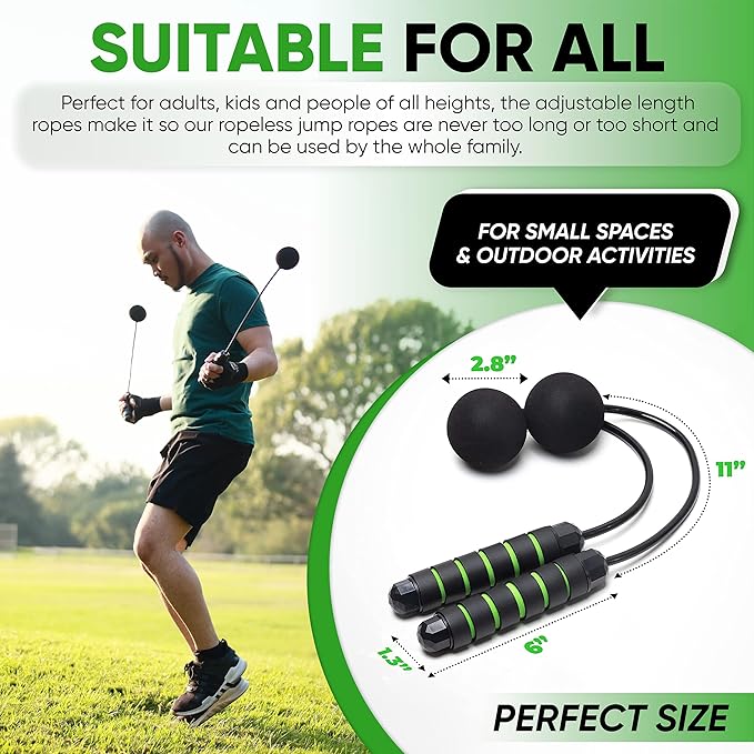 Bod Ropes Cordless Jump Rope Beachbody MBF - Adjustable Length Ropeless Jump Rope For Beachbody - Emulate Weighted Jumprope Indoors - Cordless Jumping Rope Great For Improving Fitness In Small Spaces