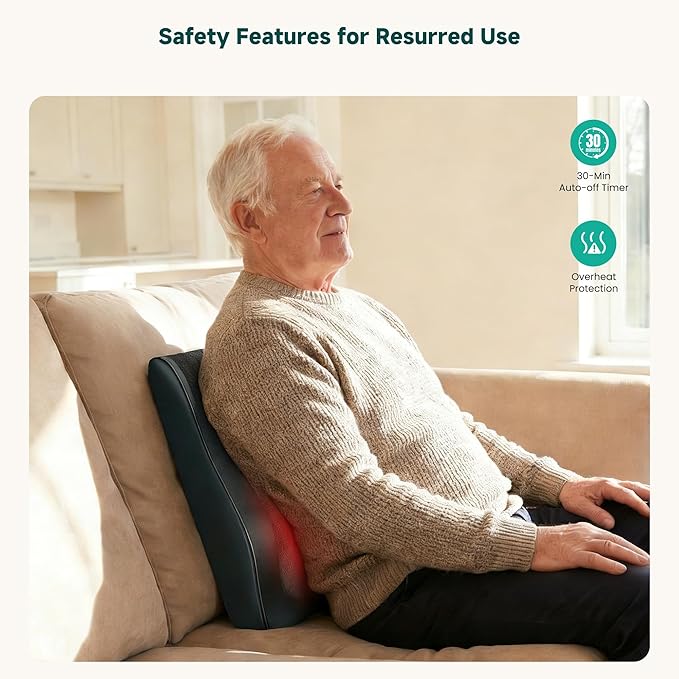 Snailax Shiatsu Back Massager for Back Pain Deep Tissue, Lower Back Neck Massager with Heat, 3D Kneading Back Massager for Chair, Massage Pillow as Gifts for Mom, Dad, Women