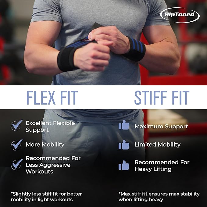Rip Toned Wrist Wraps for Weightlifting – USPA & USAPL Approved 18" Wrist Straps for Powerlifting – Adjustable, Durable Gym Wraps with Thumb Loop – Quality Support for Men & Women