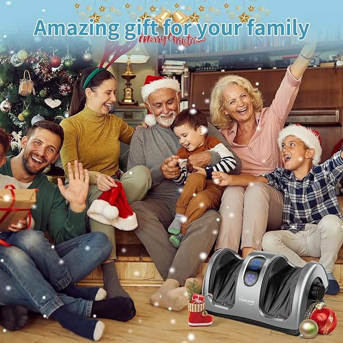 TISSCARE Shiatsu Foot Massager with Heat: FSA Eligible HSA Foot Massager for Neuropathy, Plantar Fasciitis and Pain Relief-Massage Feet/Leg/Calf/Ankle at Home/Office, Gifts for Women and Men(Gray)