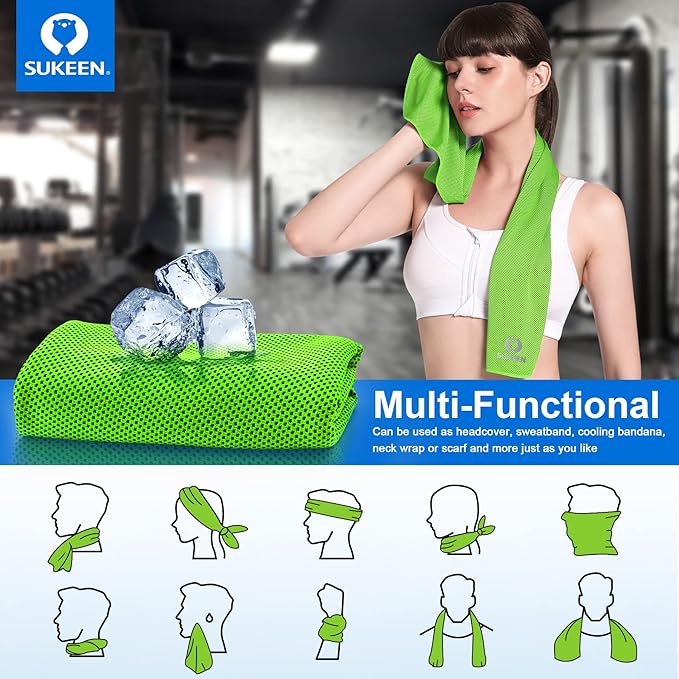 Sukeen 4 Pack Cooling Towels (40"x12"), Cooling Neck Wraps, Ice Towel, Soft Breathable Chilly Towel,Microfiber Towel for Yoga,Sport,Running,Gym,Workout,Camping,Fitness,Workout & More Activities