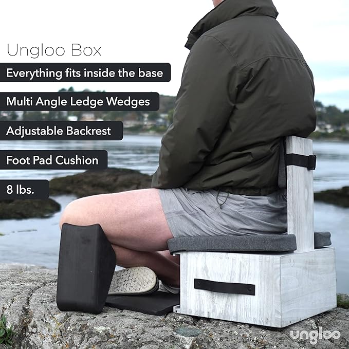 Ungloo Box Meditation Floor Chair, Back Support, Knee and Hip Support, Knees, Portable and Lightweight (Gray)
