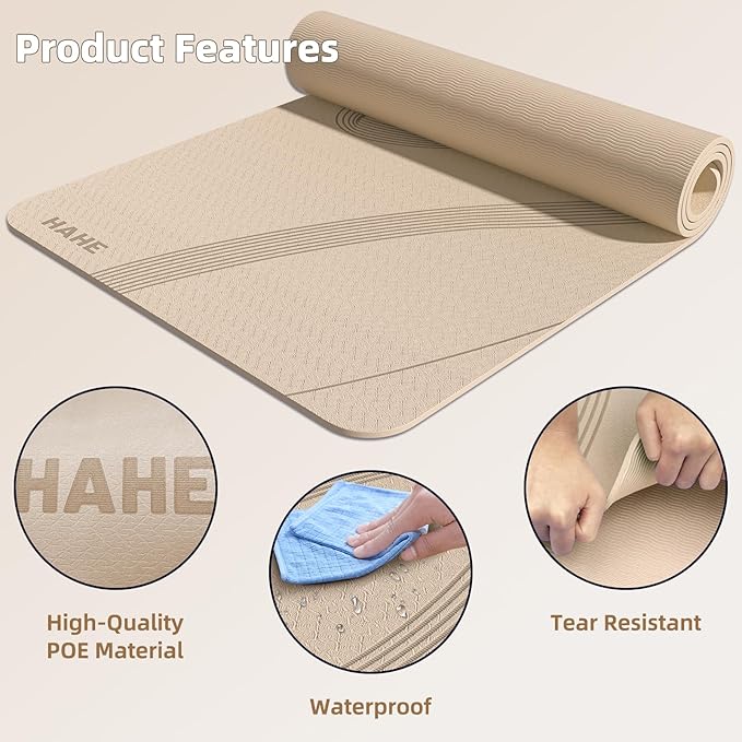 Yoga Mat High Density Exercise Mat, 76"x32"x0.27"Thick Wide & Large Yoga Mat for Women Men, Professional POE Workout Mat for Yoga, Pilates, Fitness & Stretching