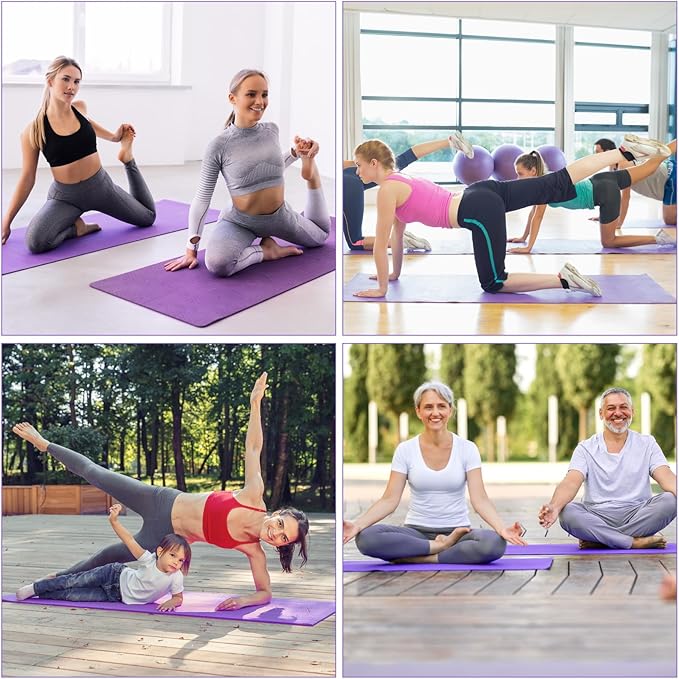 24 Pack 3 mm Thick Yoga Mat Bulk, Non Slip Exercise Workout Fitness Pad for Women Men, Gym Home Yoga Pilates, Easy to Clean, Sturdy PVC