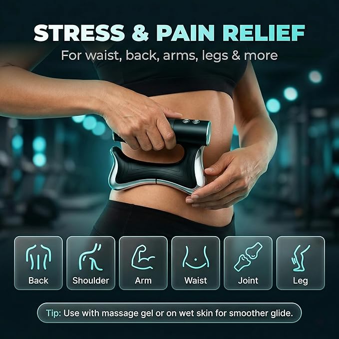 Sculptor Full Body Contour Device with Heat & EMS, Cellulite Massager Skin Firming & Lymphatic Drainage Muscle Relief Better Circulation, Electric Fascia Knife for Belly, Arm, Waist, Leg (Black)