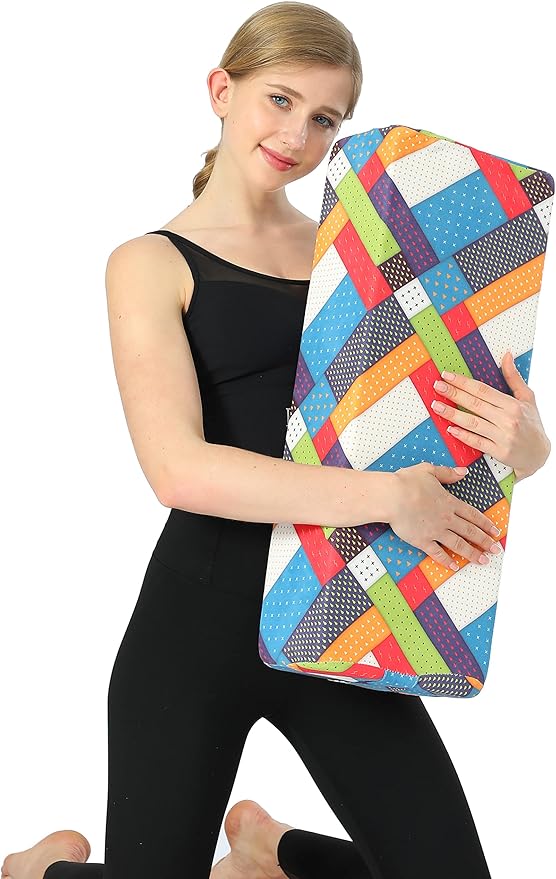 Aozora Yoga Bolster Pillow for Restorative Support & Meditation, Carry Handle & Strap Included, 8-Feet Length