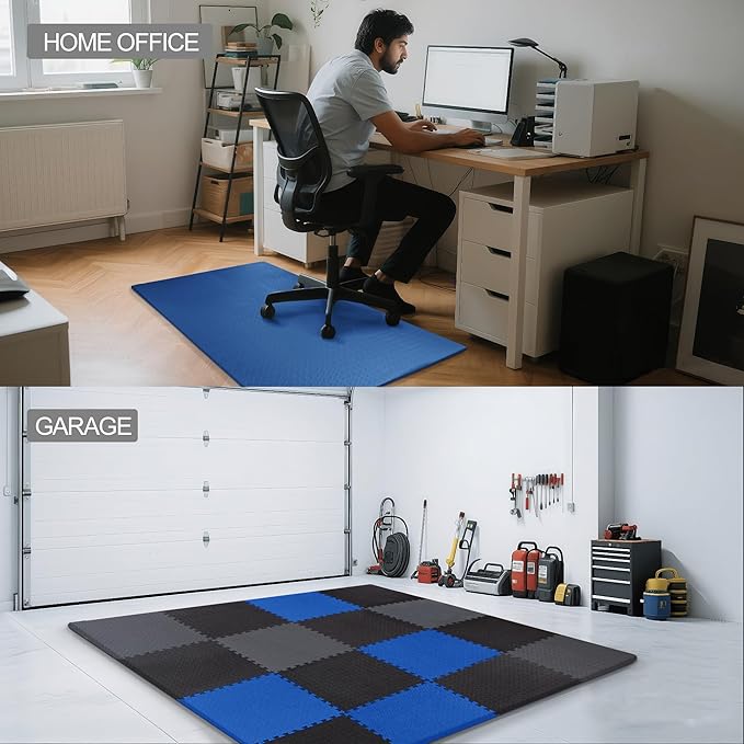 Elevon Puzzle Exercise Gym Flooring Mat, EVA Interlocking Foam Tiles Workout Mat for Home Gym, Fitness Equipment, MMA, Gymnastics, Shock-Absorbing Exercise Mat, Multi-Color