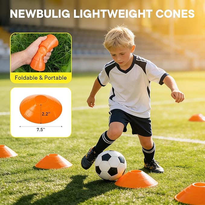 NEWBULIG Agility Ladder Speed Training Equipment, Football Practice Set with 20ft Ladder, 12 Cones, 4 Adjustable Hurdles, Jump Rope, Resistance Parachute for Soccer, Basketball, Youth, Adults