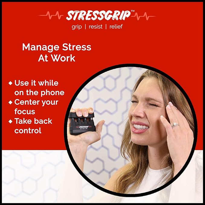 The Stress Ball for Adults (Medium) A Stress & Anxiety Relief Device - Comfortable Hand Exerciser - Stress Reliever & Hand Gripper - Black