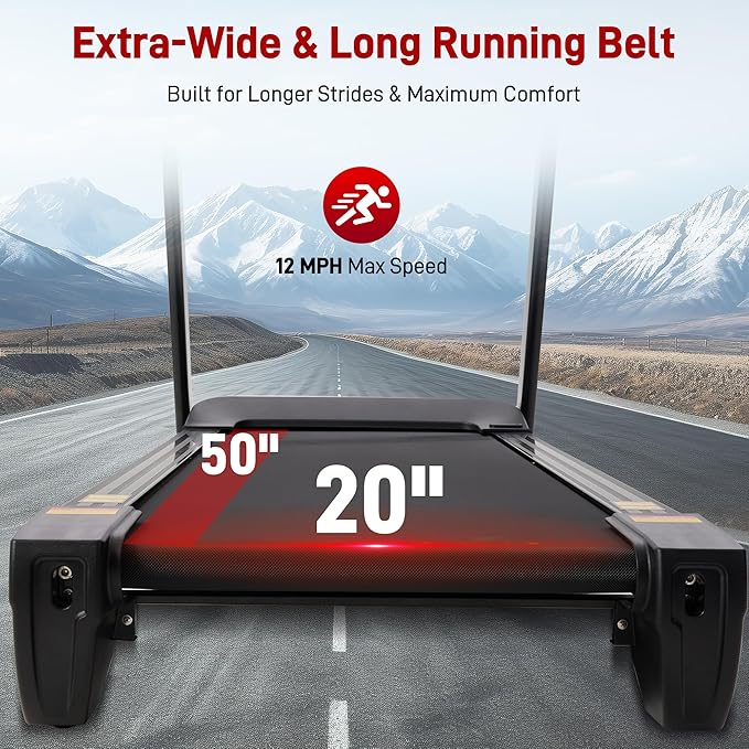 Heavy Duty Treadmill for Home, 20-Level Auto Incline Treadmill, 500 LB Capacity, 20" Wide Deck, 0.6-12 MPH, 4.5 HP, LED Display, Bluetooth Speaker & App