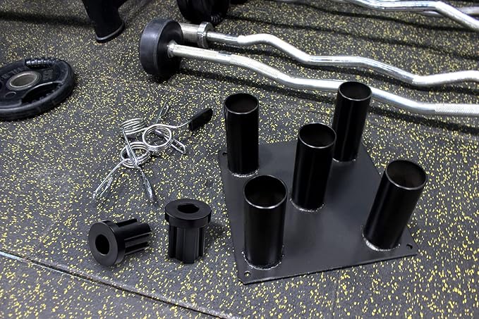 Eapele Barbell Storage Holder for 1" and 2" Olympic Bars EZ-Bars Trap Bars (5 Bars)