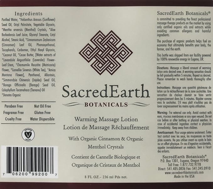Warming Lotion (8oz Tube) - Enhances Their Massage Experience by Adding a Gentle Heating Sensation to Your Massage Treatments, Water dispersible and Nut Oil Free