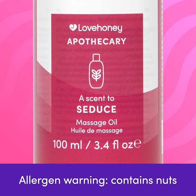 Lovehoney Apothecary Seduce Massage Oil 100ml - Sensual Massage Gel for Couples - Relaxing Body Massage Oil with Vanilla, Jasmine & Amber Notes - Vegan Friendly