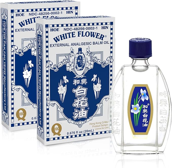 White Flower External Analgesic Balm Oil Pain Relief Oil 20ml/ 0.676fl Oz, Authentic US Import (2 Packs)