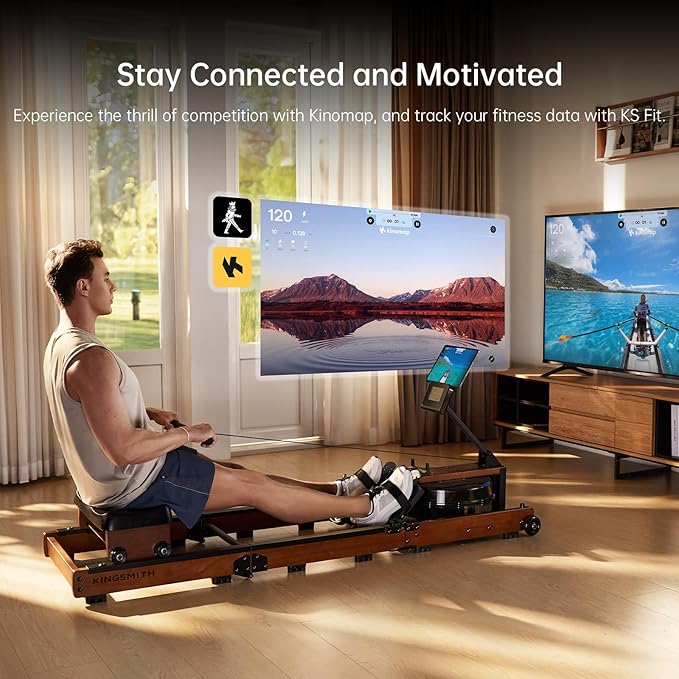 KINGSMITH Rowing Machines for Home Foldable, Compact Row Machine, 400LB & 350LB Weight Capacity, Folding Rower Machine with Adjustable Resistance, Data Monitor, App Supported