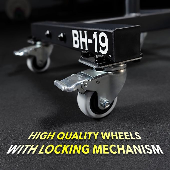 Valor Fitness Bumper Plate Storage Rack, Olympic Weight Plate Tree with Locking Wheels, 500 lb Capacity, 2 Inch Plate Holder for Home Gym, Garage Gym, and Commercial Fitness Use