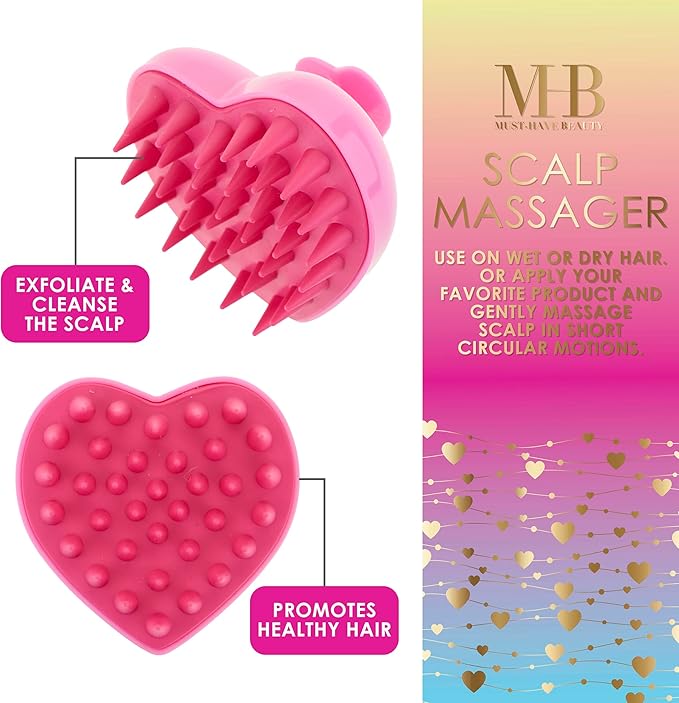 EXPRESSIONS Heart Shaped Scalp Massager Tool for Rejuvenating Scalp and Hair Follicles with Ergonomic Design Silicone Scrubber for Daily Care - Pink