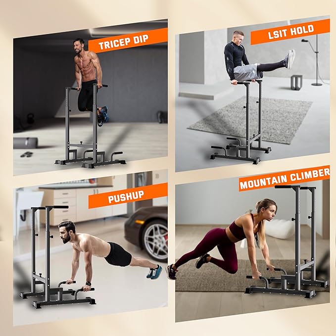 Dip Bar Attachment for 2"x2" Squat Rack, Heavy Duty Power Rack Attachment with 5/8" or 1" Hole