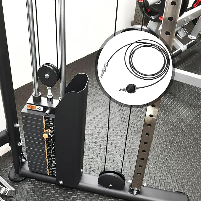 Fitness Pulley Cable Rope 5mm Thick Steel Wire with Limit Ball and Screw, Gym Pulley System Attachment for Home Strength Training and Weight Lifting Equipment