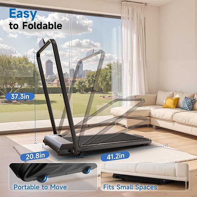Walking Pad Treadmill with Handle Bar,Walking Pad with Incline 8%,2.5HP Quiet Under Desk 320 lbs 2 in 1Treadmills for Home Office,Compact Foldable Walking Pad,Remote Control&LED Display