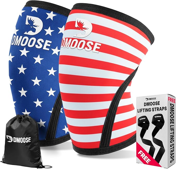 DMoose Fitness Knee Sleeves for Weightlifting (Pair) 78” Knee Wraps for Joint Support, Squats & Powerlifting - Gym Brace Straps for Joint Stability & Pain Relief, USPA & IPL Approved for Men and Women
