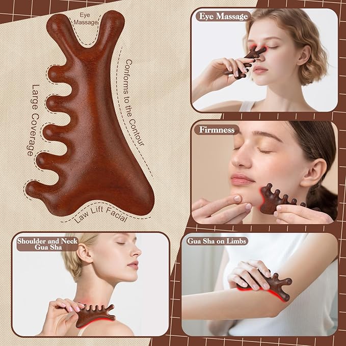 3 Pcs Wooden Head Scalp Massager Comb, Head Massage Tool for Relaxation Hair Gua Sha Comb