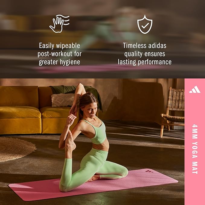 adidas Yoga Mat - Eco Friendly - Non Slip, Durable Textured Surface