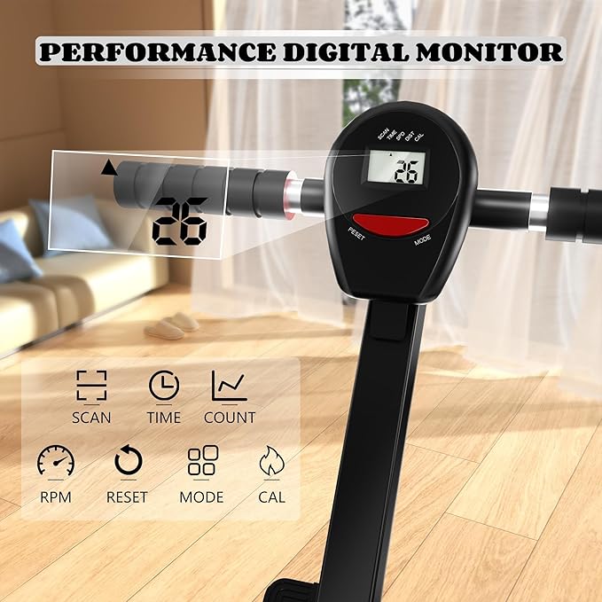 NAYSAYE Rowing Machine with LCD Display, Adjustable Resistance, Foldable Design, and [265-300] LBS Capacity for Home/Office Use
