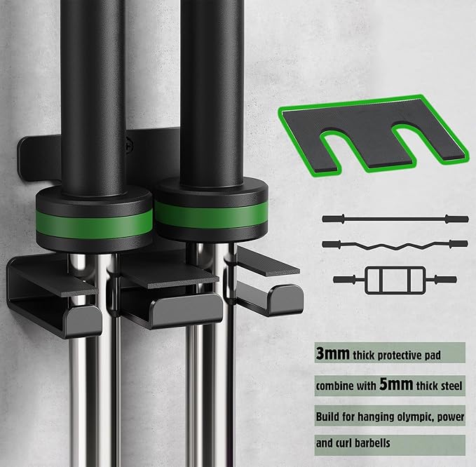 Barbell Rack Barbell Holder Wall Mount Barbell Storage Holder Olympic Bar Hanger for Home, Commercial, Garage Gym