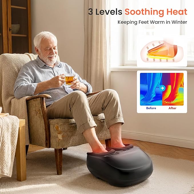 COMFIER Shiatsu Foot Massager with Heat,FSA Eligible HSA Store,Kneading,Vibration,Compression,feet Massager for Plantar Fasciitis Neuropathy,Mother's Day for Women,Men,Use at Home,Office,Size 13